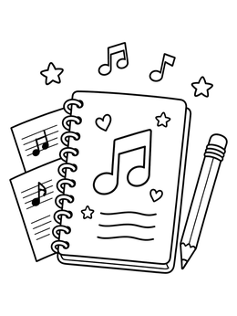 Free printable Cute Songwriting Journal And Pencil coloring page