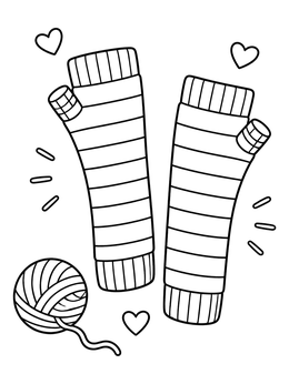 Free printable Striped Arm Warmers With Yarn coloring page