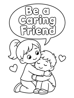 Free printable A Caring Friend Giving A Hug coloring page