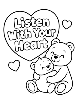 Free printable Cuddling Bears With Kind Message coloring page