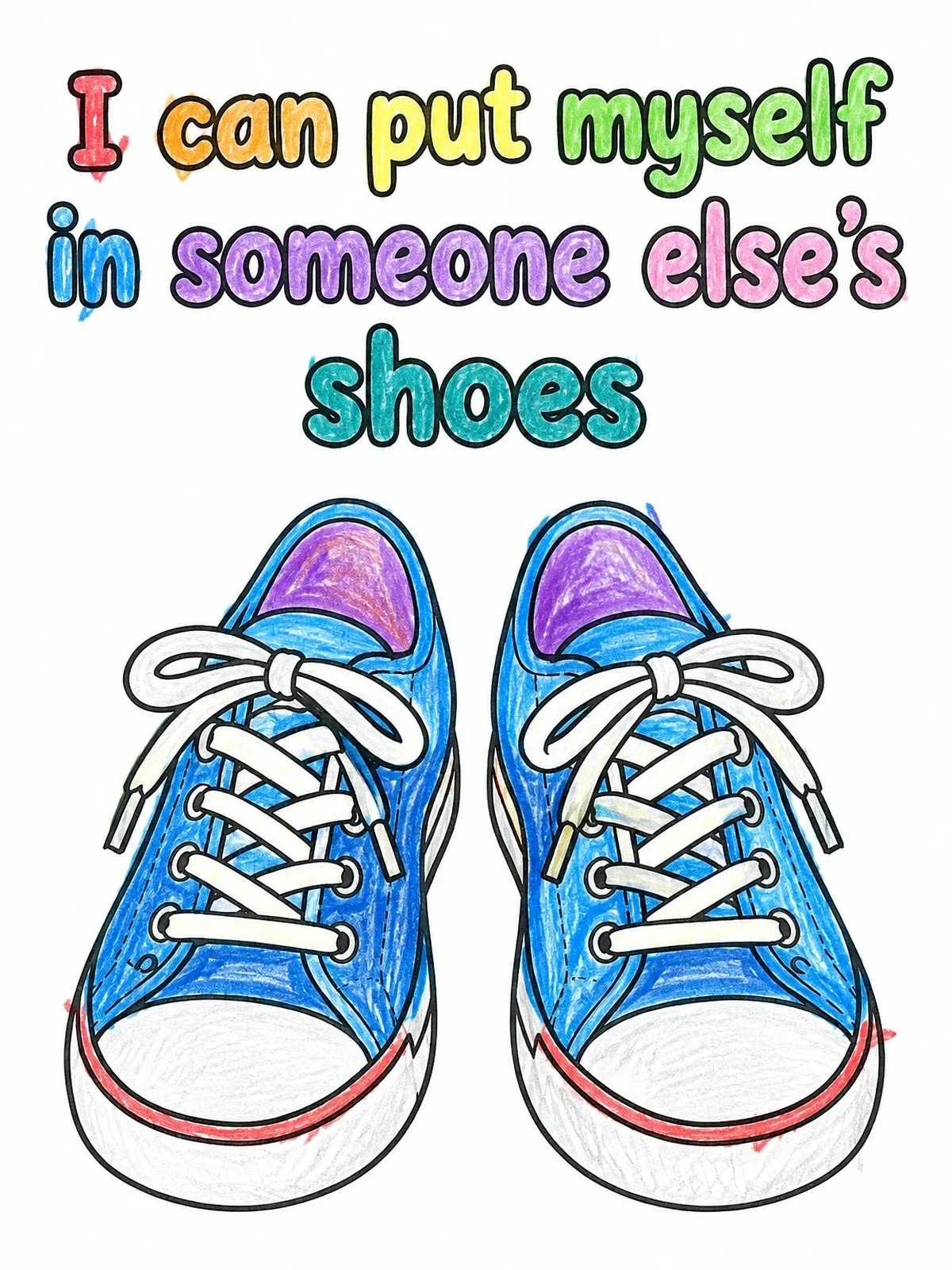Colored example of the In Someone Else's Shoes Sneakers coloring page