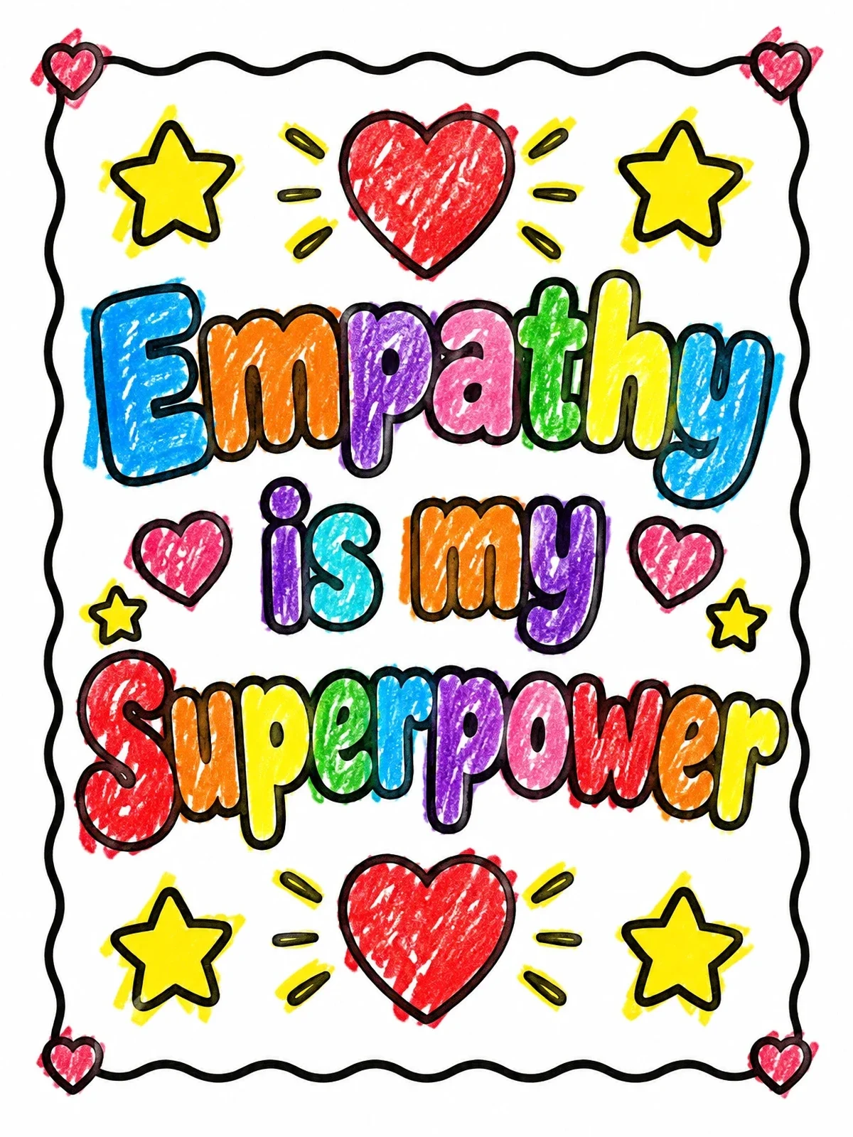 Colored example of the Empathy Is My Superpower Quote coloring page