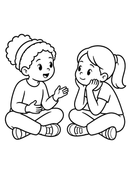Free printable Two Friends Listening And Talking coloring page
