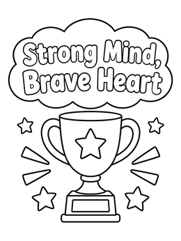 Free printable Brave Heart Trophy And Stars coloring page