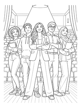 Free printable Confident Students On Stage coloring page