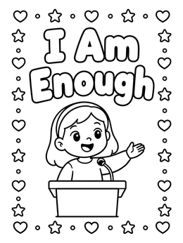 Free printable Confident Girl Public Speaker Affirmation coloring page