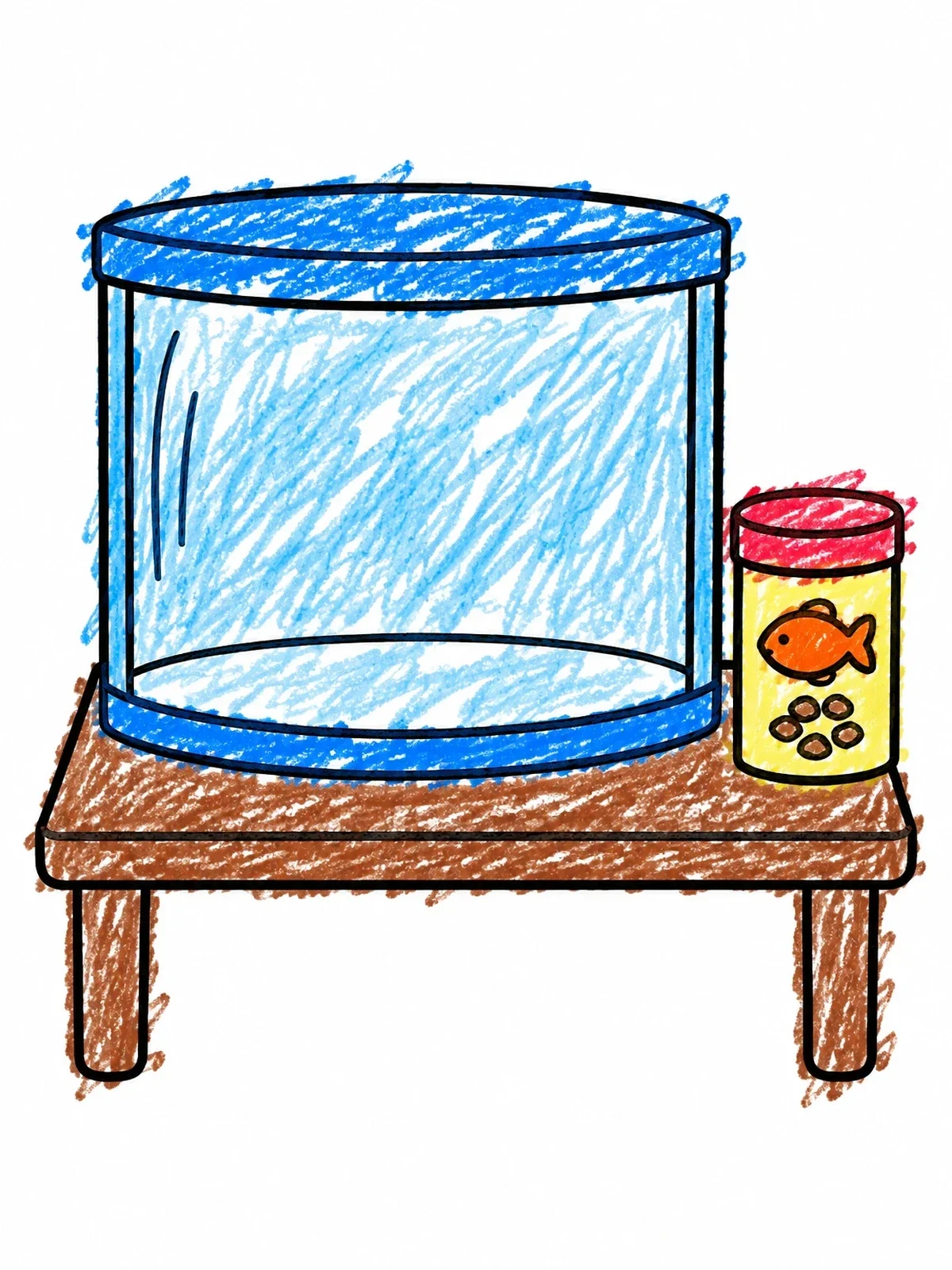 Colored example of the Empty Aquarium On A Table coloring page