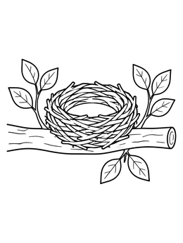 Free printable Empty Bird Nest On Tree Branch coloring page
