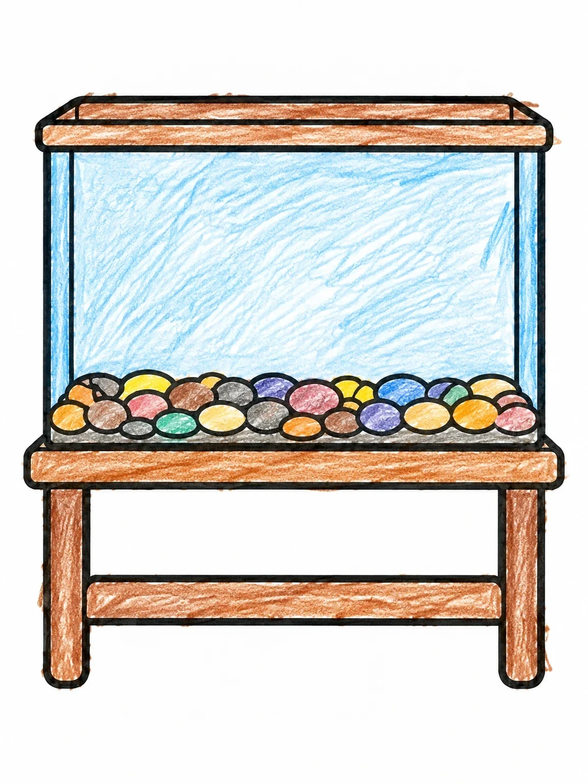 Colored example of the Empty Aquarium On A Stand coloring page