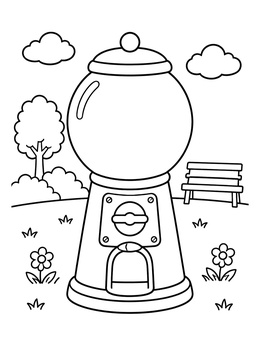 Free printable Empty Gumball Machine In The Park coloring page
