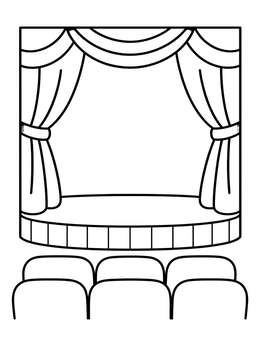 Free printable Empty Theatre Stage With Curtains coloring page