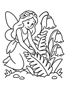 Free printable Garden Fairy With Forest Plants coloring page