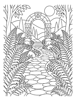 Free printable Stone Archway And Fern Pathway coloring page