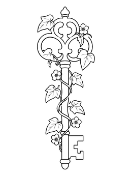 Free printable Enchanted Key With Ivy Vines coloring page
