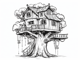 Fun Tree-House Coloring Sheet - Coloring Page