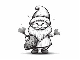Free printable Enchanting Valentine's Day Gnome Drawing coloring page