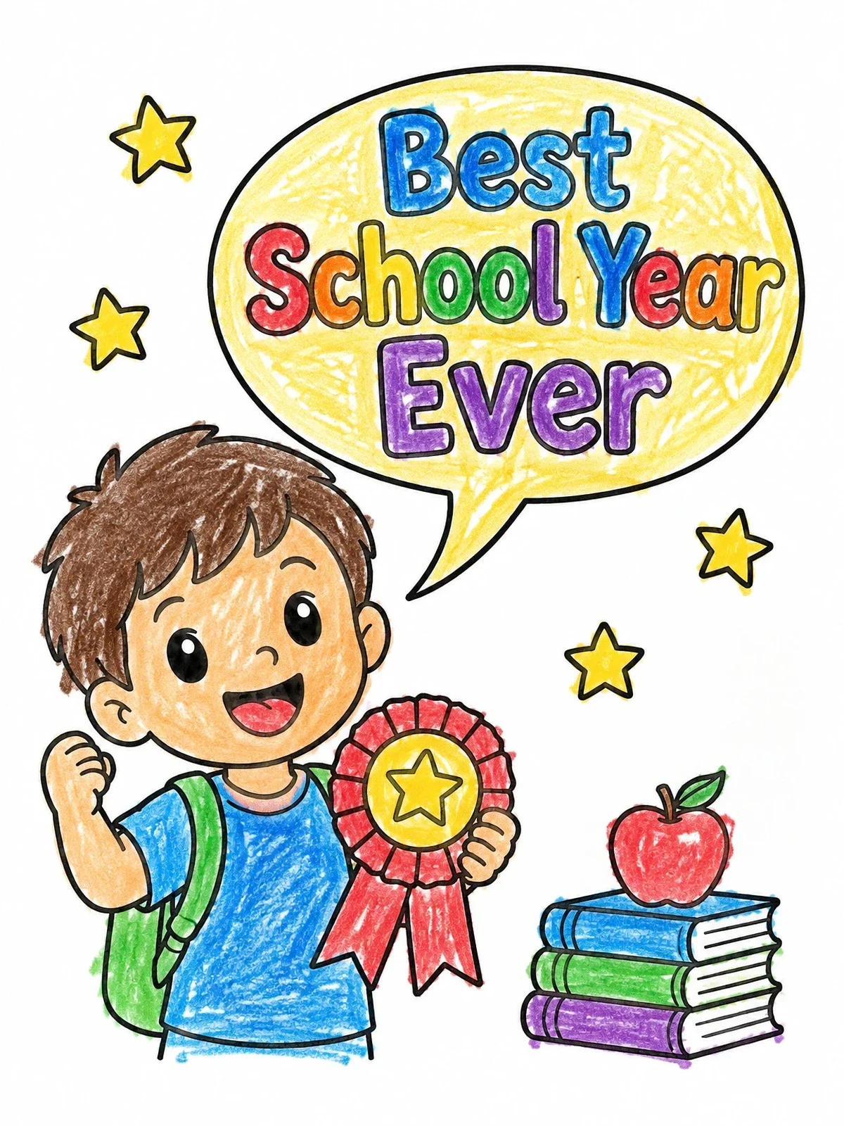 Colored example of the Best School Year Ever Celebration coloring page