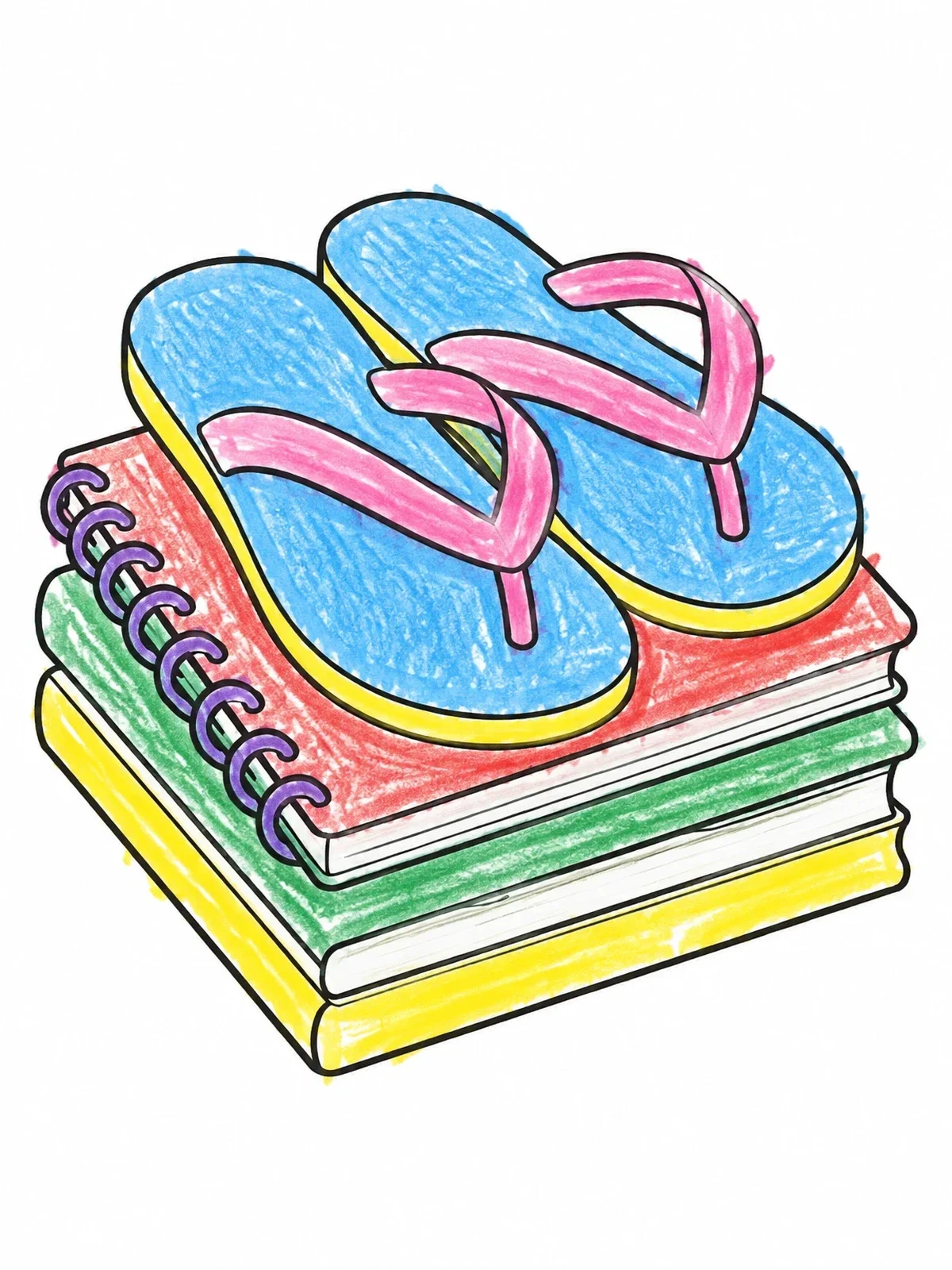 Colored example of the Flip Flops On School Notebooks coloring page