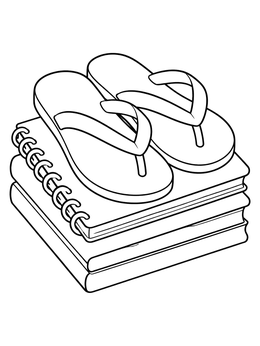 Free printable Flip Flops On School Notebooks coloring page