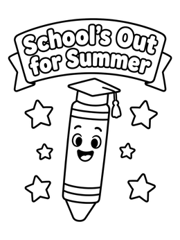 Free printable Graduation Crayon For Summer Break coloring page