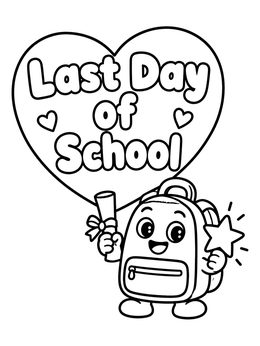 Free printable Happy Backpack Last Day Of School coloring page