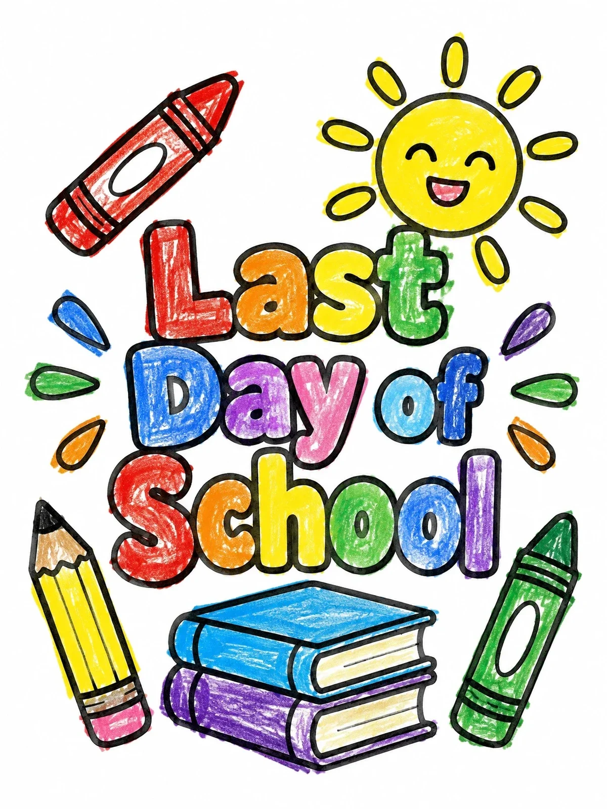 Colored example of the Last Day Of School Celebration coloring page