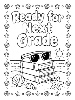 Free printable Ready For Next Grade Beach Books coloring page