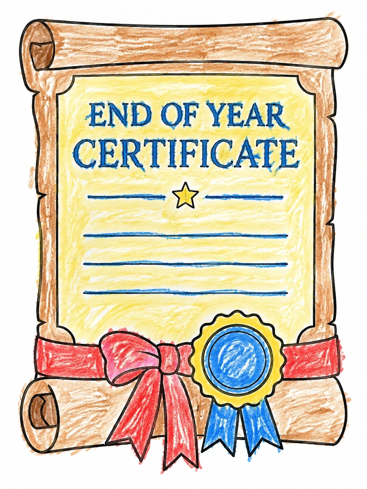 Colored example of the End Of Year School Certificate Scroll coloring page
