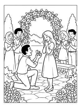 Free printable Garden Trellis Marriage Proposal coloring page