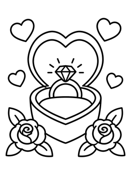 Free printable Engagement Ring In Heart Box coloring page