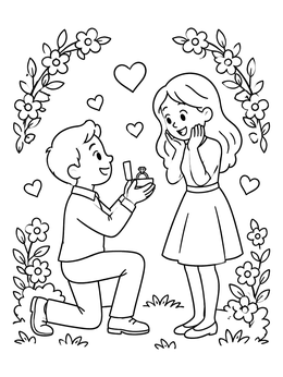 Free printable Sweet Garden Marriage Proposal coloring page