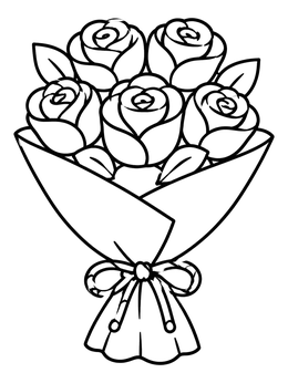 Free printable Sweet Rose Bouquet With Bow coloring page