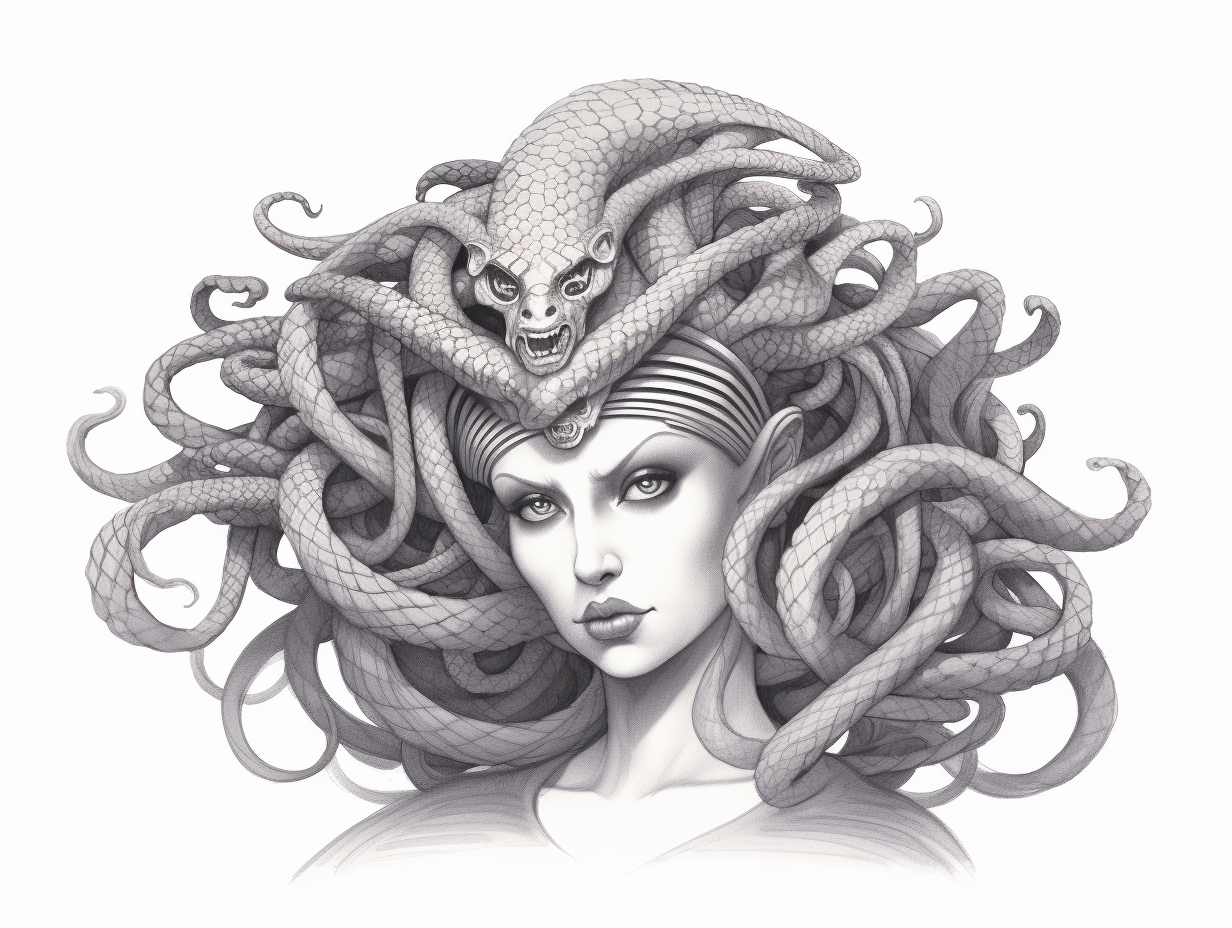 Engaging Medusa Coloring Design - Coloring Page