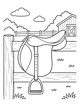 Free printable English Riding Saddle On Fence coloring page