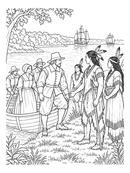 Free printable English Settlers Arriving At Jamestown coloring page