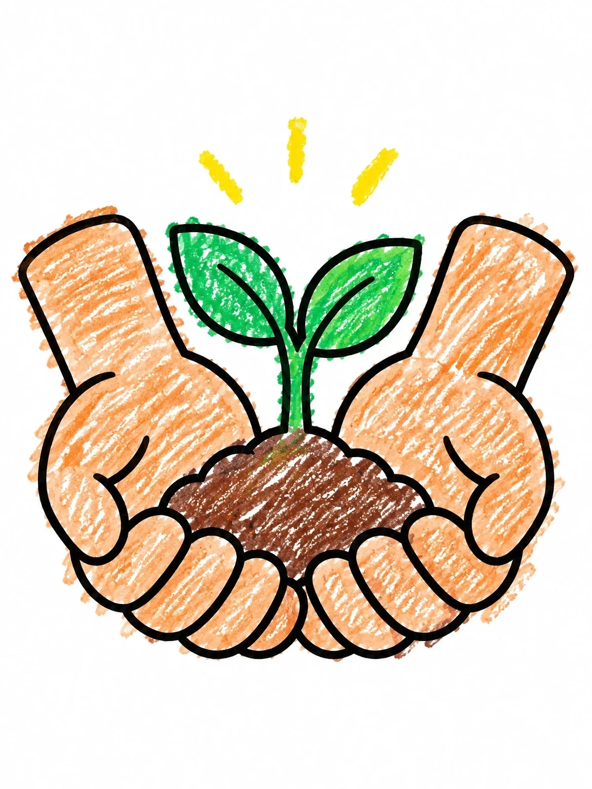 Colored example of the Hands Holding A Growing Sprout coloring page