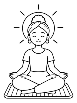 Free printable Meditating Person With Glowing Halo coloring page
