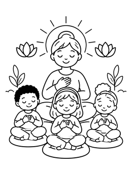 Free printable Mindful Meditation With Children coloring page