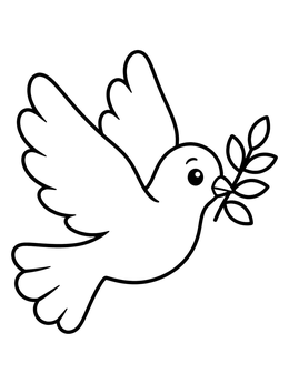 Free printable Peaceful Dove With Olive Branch coloring page