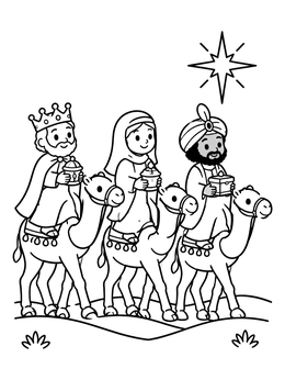 Free printable Three Wise Men On Camels coloring page