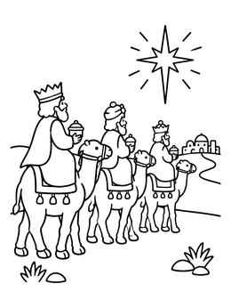Free printable Three Wise Men On Camels coloring page