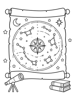 Free printable Wise Men Ancient Star Chart coloring page