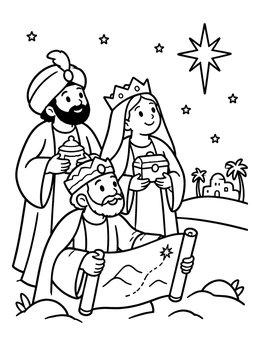 Free printable Wise Men Following The Star coloring page