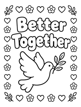 Free printable Better Together Peace Dove coloring page