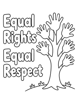 Free printable Equal Rights Handprint Tree coloring page