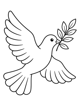Free printable Peace Dove With Olive Branch coloring page
