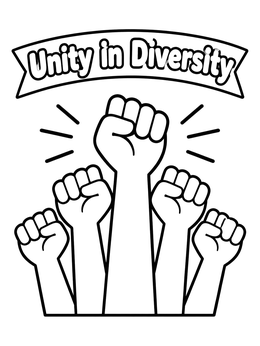Free printable Unity In Diversity Raised Fists coloring page