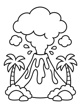 Free printable Erupting Tropical Volcano coloring page
