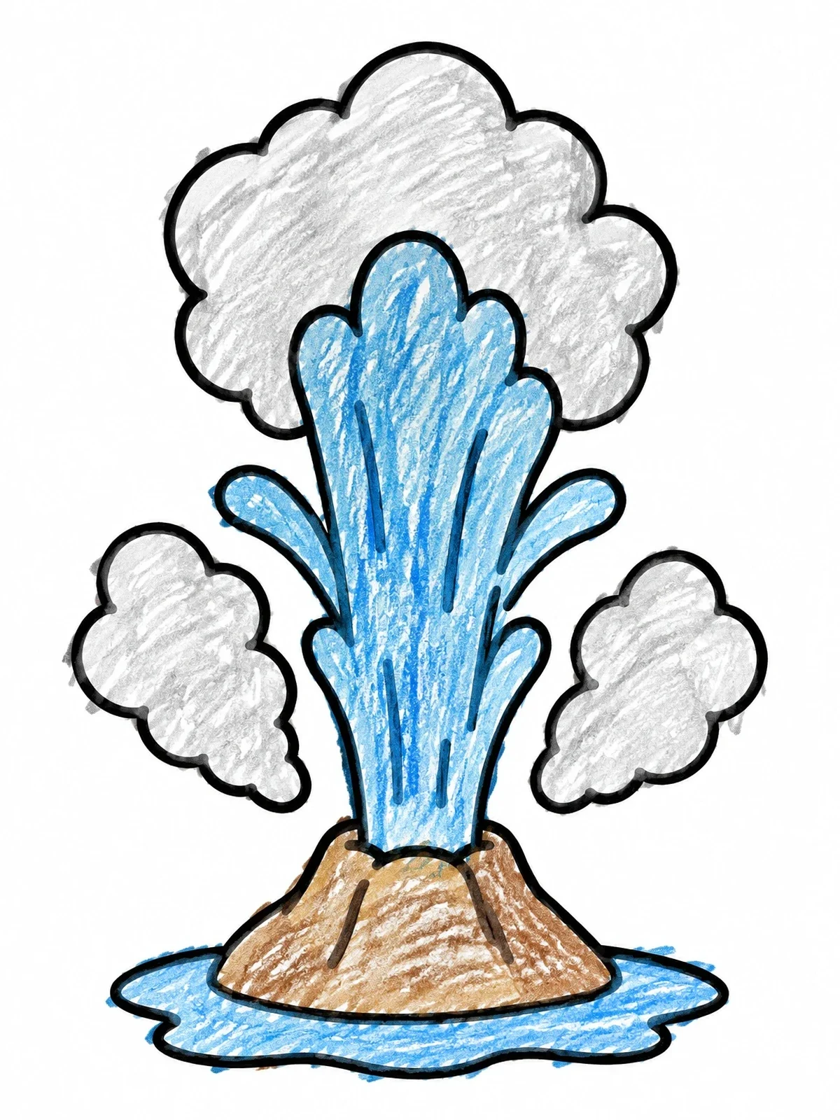 Colored example of the Erupting Yellowstone Geyser coloring page