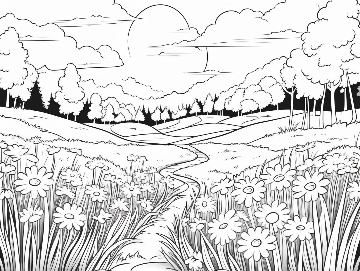 Escape To A Meadow: Adult Coloring - Coloring Page